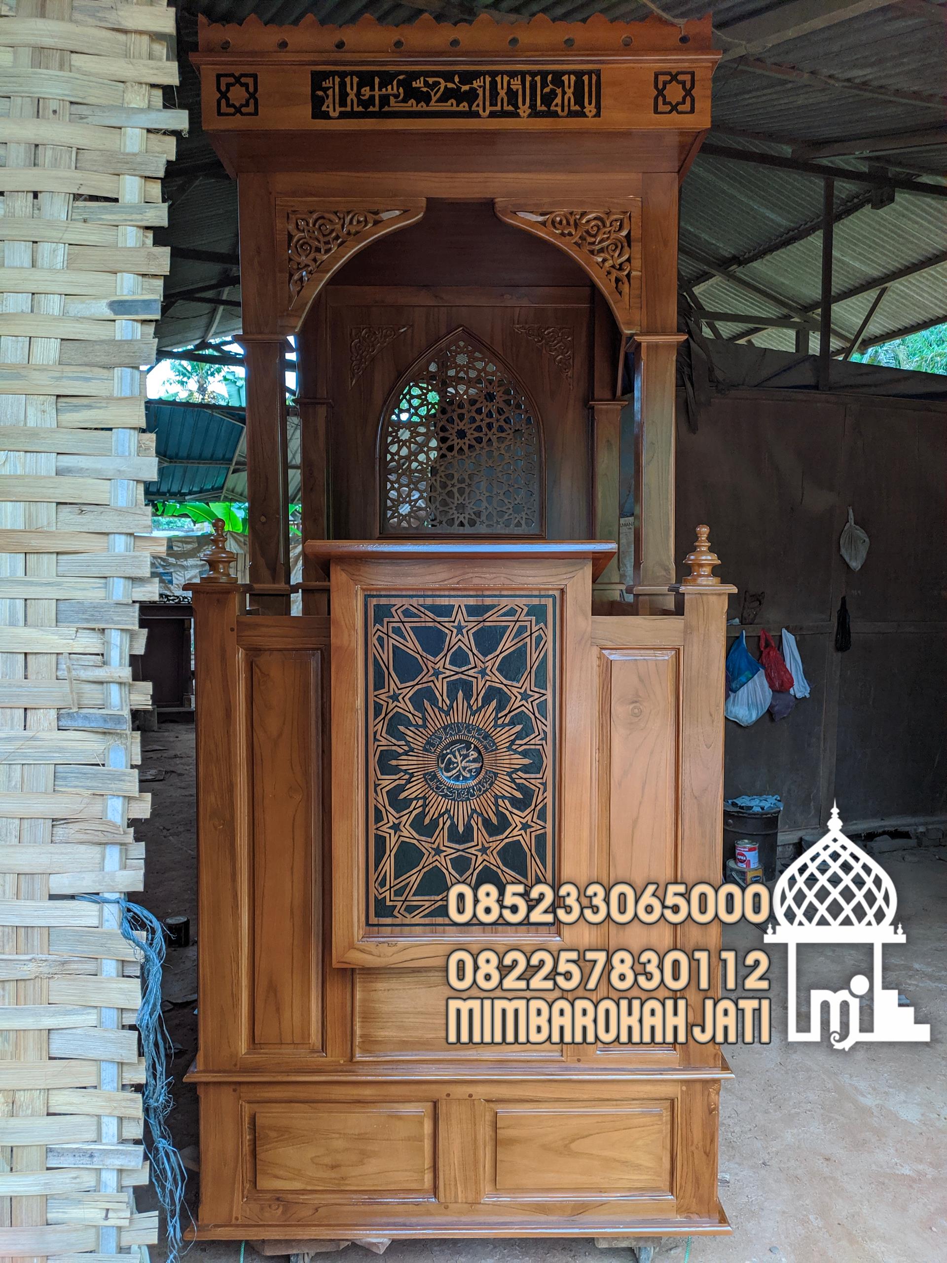 Model Mimbar Masjid Minimalis Motif Kayu TPK Terbaru Hand Made Jepara
